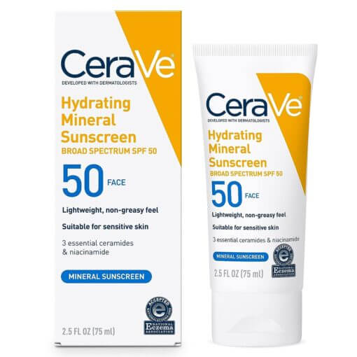 CeraVe 100% Mineral Hydrating Sunscreen SPF 50 | 75ml / 2.5oz