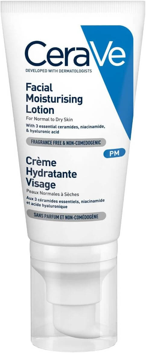 CeraVe PM Facial Moisturising Lotion| 52ml/1.75oz | Day & Night Facial Moisturiser with Hyaluronic Acid